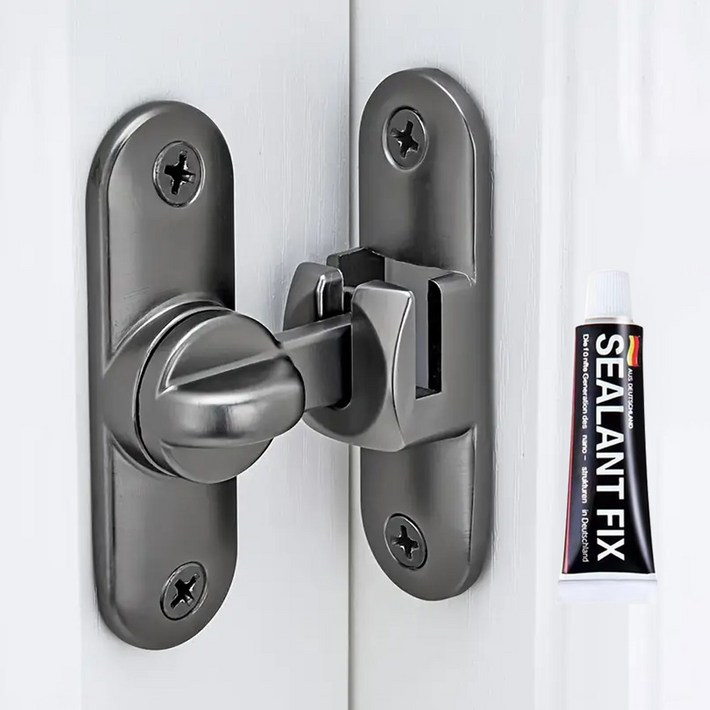 리빙아이 무타공 잠금장치 미닫이 여닫이 겸용 오도시 걸고리 걸쇠 잠금고리 다크그레이