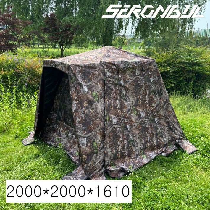 새론불산업 24 신형 낙엽무늬 텐트 2000×2000 5면 개방 낚시 캠핑 텐트