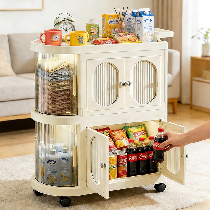 간편설치 이동식 플라스틱서랍장 다용도수납장 접이식 대용량 수납장 양문형 폴딩 거실수납장