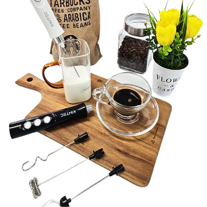 미니 전동 우유거품기 자동휘핑기 핸드블랜더 머랭치기 기계, 무선 충전식 핸드블렌더블랙