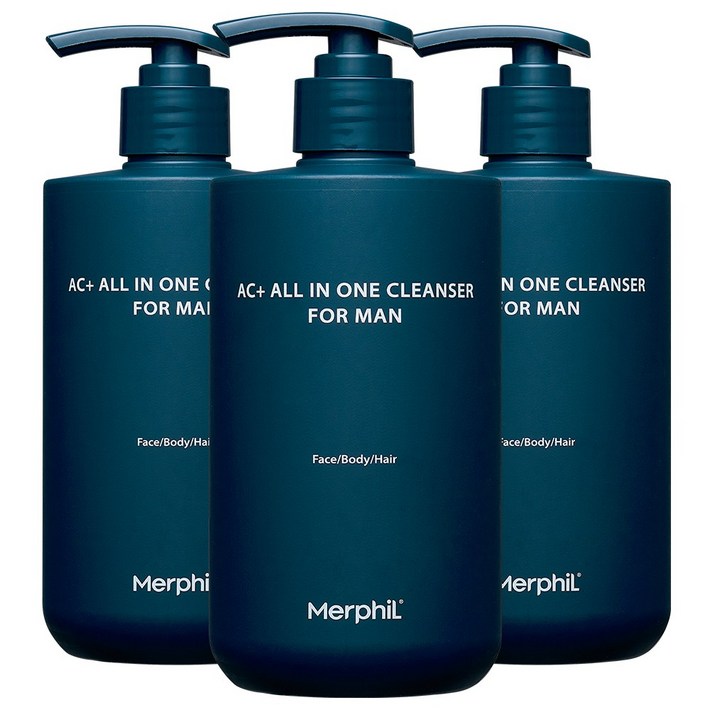 메르필 등드름 지루성두피 체취제거 남성용 올인원 샴푸 바디워시, 3개, 500g