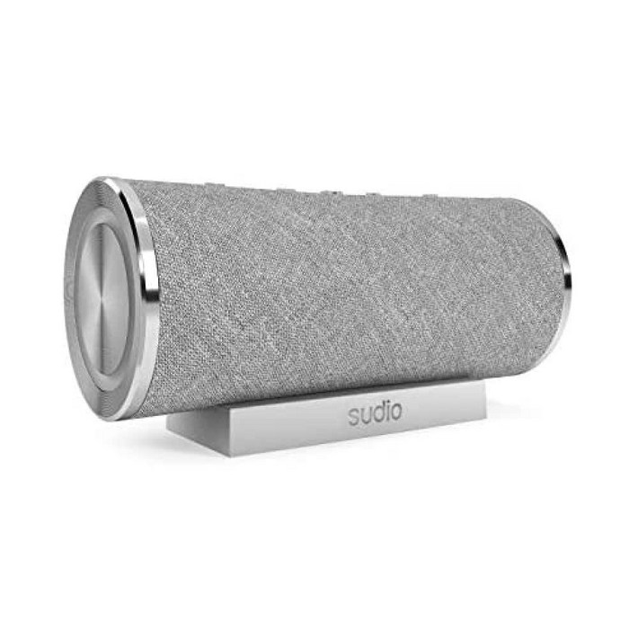 Sudio Femtio 휴대용 블루투스 스피커  무선, IPX6 방수, 듀얼 플레이, 마이크 포함, 14시간 재생 시간, 안드로이드 및 iOS용 실버 120158 5861