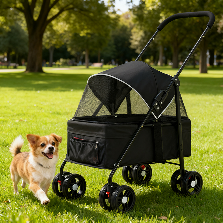 몽글펫 접이식 저상형 강아지 유모차 반려동물 개모차