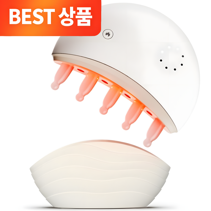 NEW 브리즈 천연옥 괄사 마사지기 빗타입 고급형 두피 승모근 종아리 원적외선 8단계 온열 LED 라이트 마시지 기계, 2개