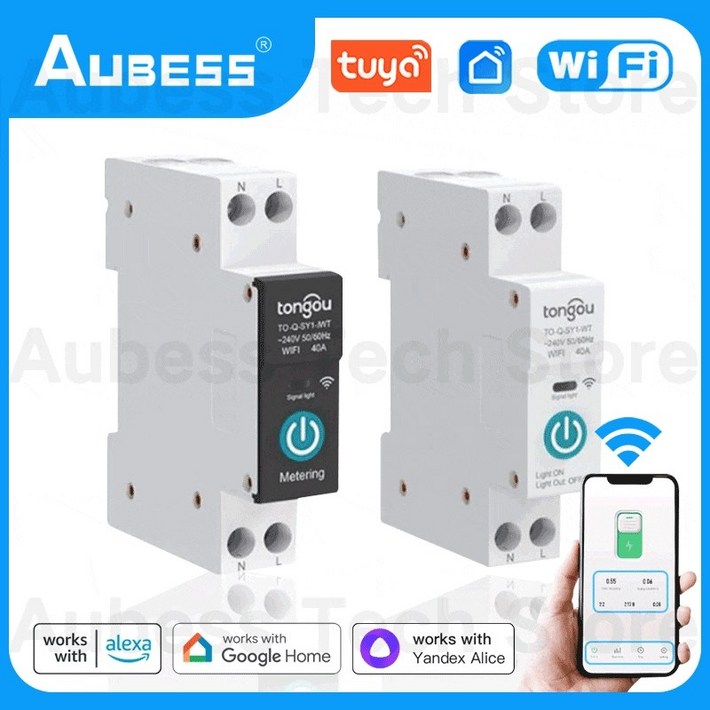 스마트 회로 차단기 tuya wifi smart circuit breaker switch with metering din 스마트 회로 차단기 tuya wifi smart circuit breaker switch with metering din