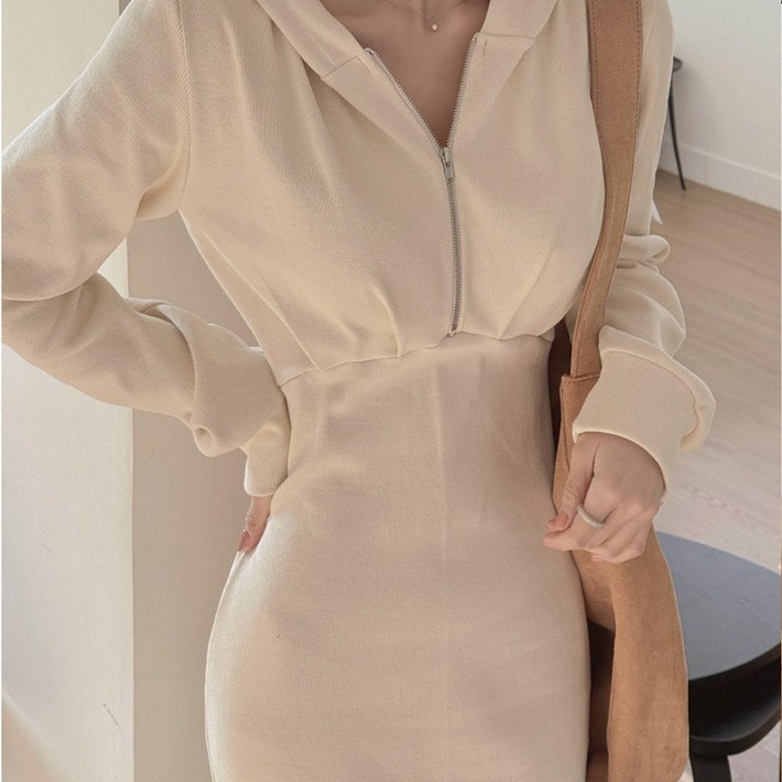 떳다그녀 프루티 후드 핀턱 반집업 꾸안꾸 봄 마실룩 미시룩 데일리 머메이드 롱원피스