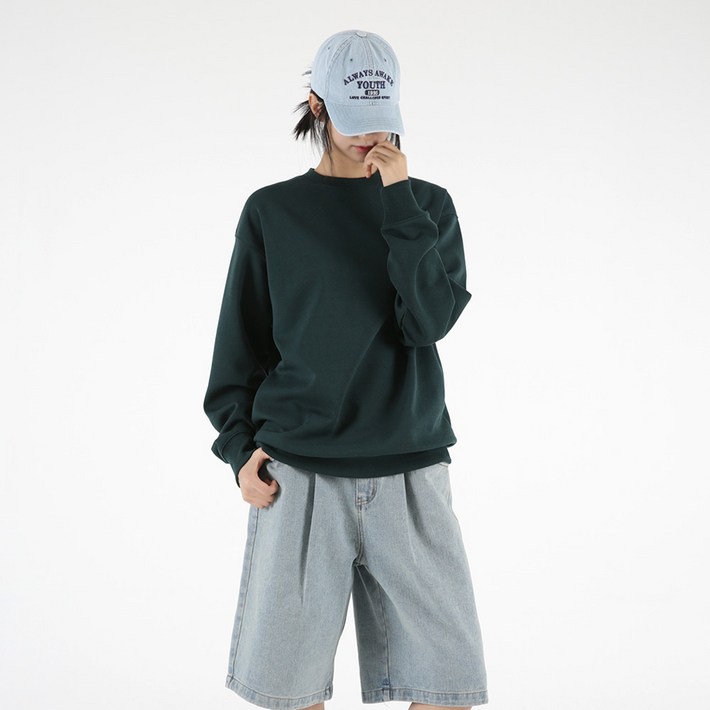 디어로라 여성용 무지 특양면 오버핏 맨투맨 IIT026