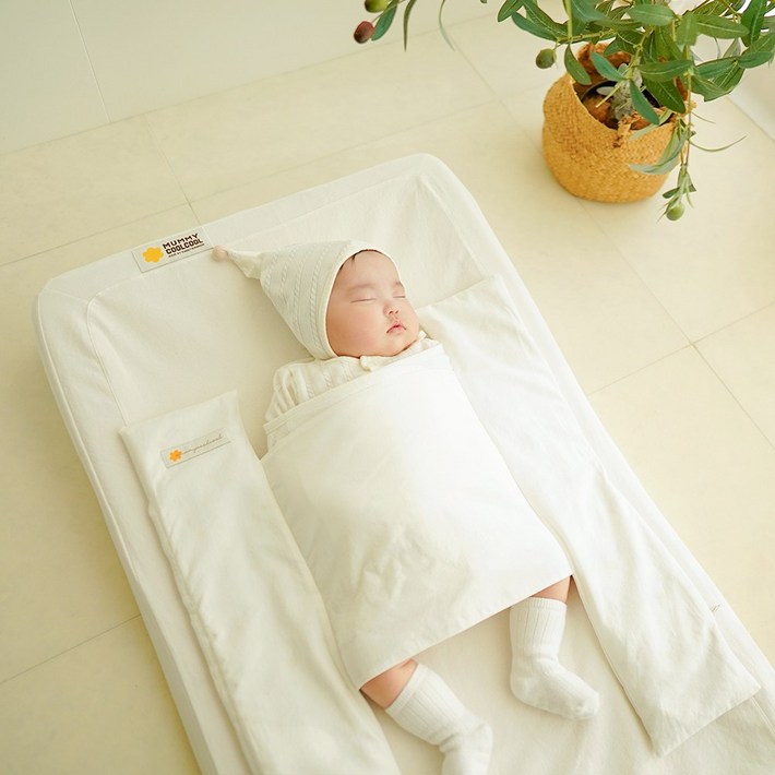 머미쿨쿨 크롭 믹스볼 모로반사 아기이불, 아이보리