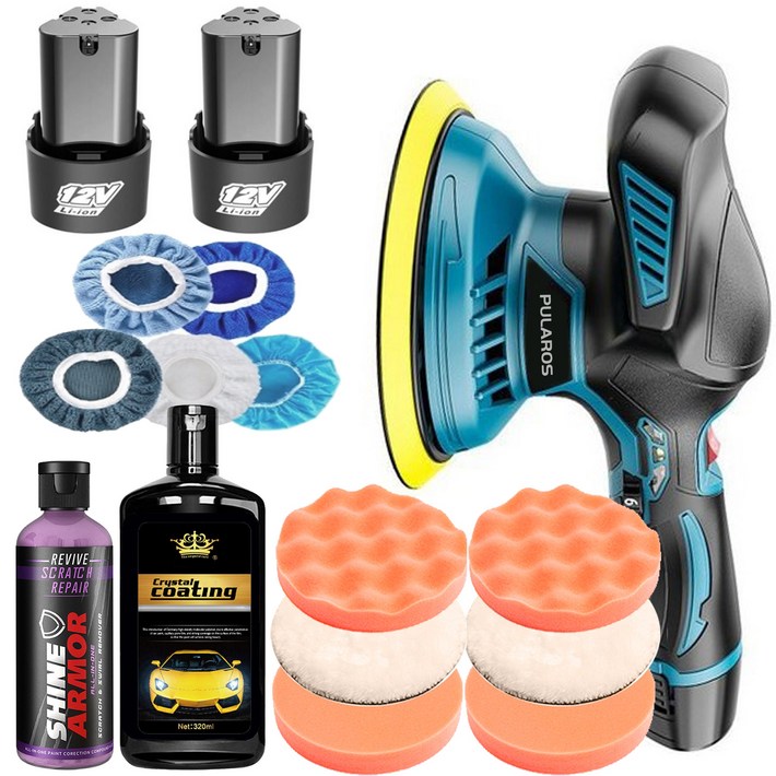 풀라로스 무선 자동차 광택기 흠집제거 광택복원 유리 유막제거 차량관리 듀얼 폴리셔, 선택B자동차 페인트 보호 패키지배터리 2개
