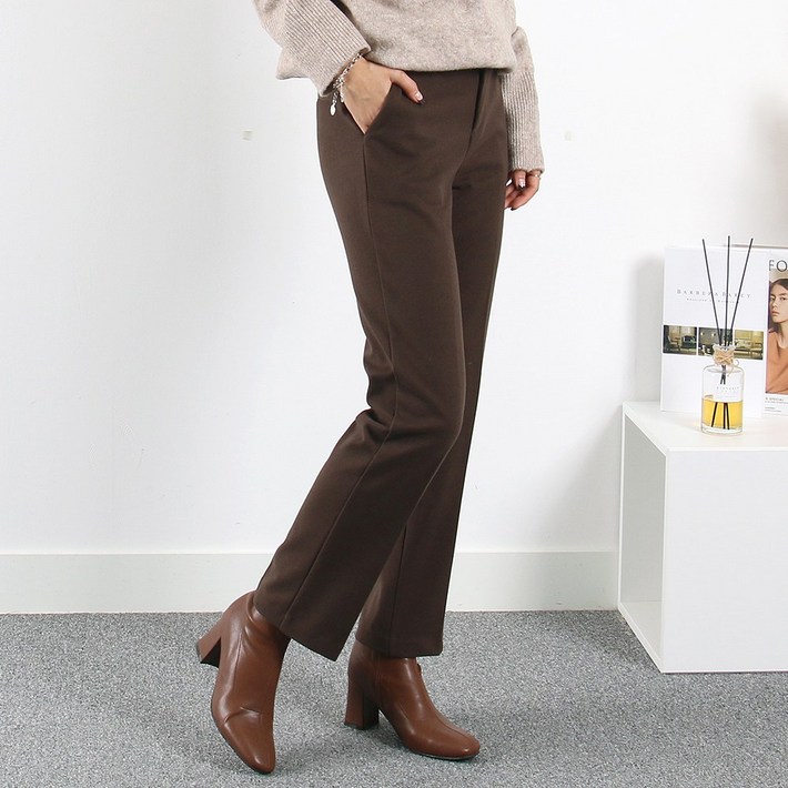 여성 겨울 기모바지 빅사이즈 뒷밴딩일반 선택 멜로이 기모팬츠 슬랙스