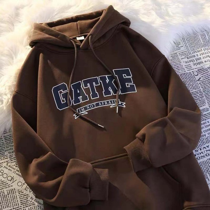 AOKADA 남녀공용 가을 겨울 기모 맨투맨 후드티 커플 트레이닝 상의 오블사이즈