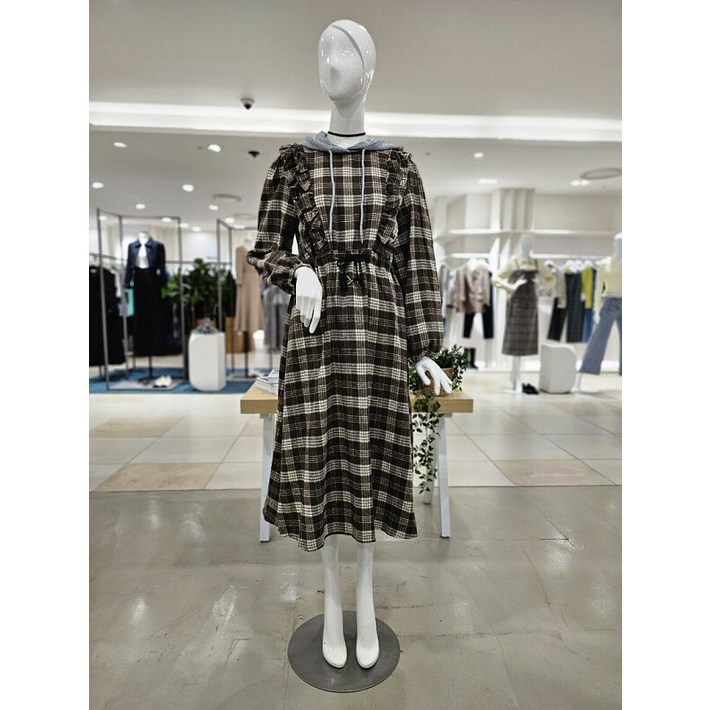 포커스 포커스  포커스 후드배색 체크러플 원피스  FF2I7OP0175 P002885190