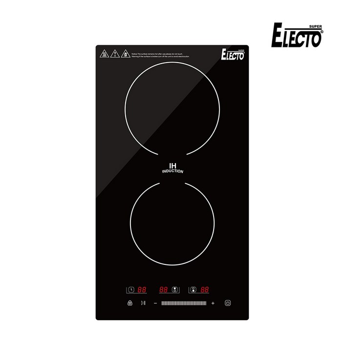 엘렉토 2구 인덕션 전기레인지 매립겸용 HJD3300 블랙 세로형