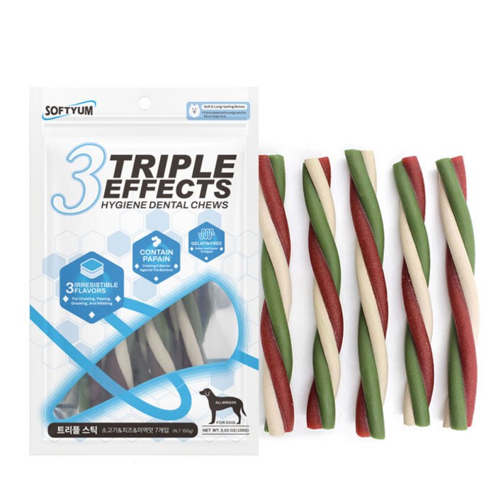 소프트얌 트리플 스틱 소고기치즈미역맛 7P 덴탈케어 강아지간식