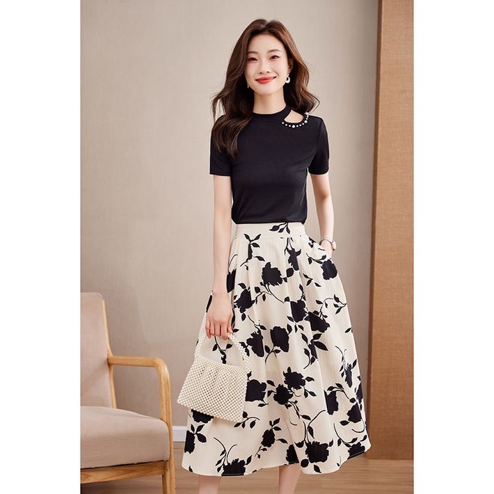 빌리즈빈 여성 캐주얼 플라워 스커트 투피스 BS26