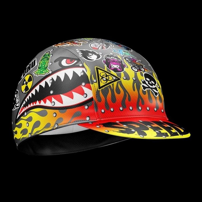 HIZOKU 사이클링 모자 톱니 상어 꽃 프린트 자전거 가장 적합한 한 가지 사이즈