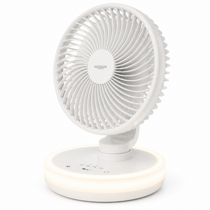 크루저 LED 무드등 무선 사무실 탁상용 미니 선풍기, KRF6502HJ, 화이트 6인치