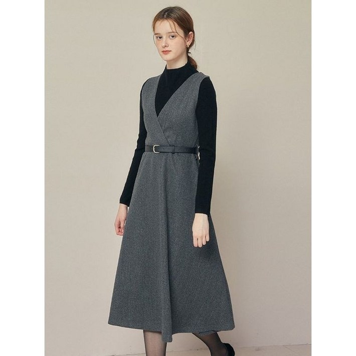 JJ지고트 슬리브리스 브이넥 롱 원피스 GRCP0OPW11