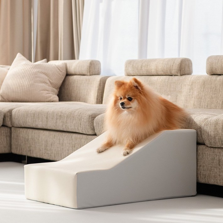 이리로 강아지 계단 실리콘 논슬립 2단 슈퍼스텝, 윗면코지아이보리, 1개