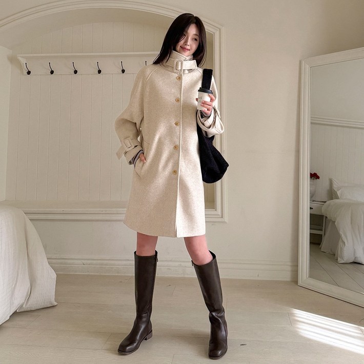 55110 울 나그랑 비조넥 하프 코트 여성 빅사이즈 여자 플러스사이즈