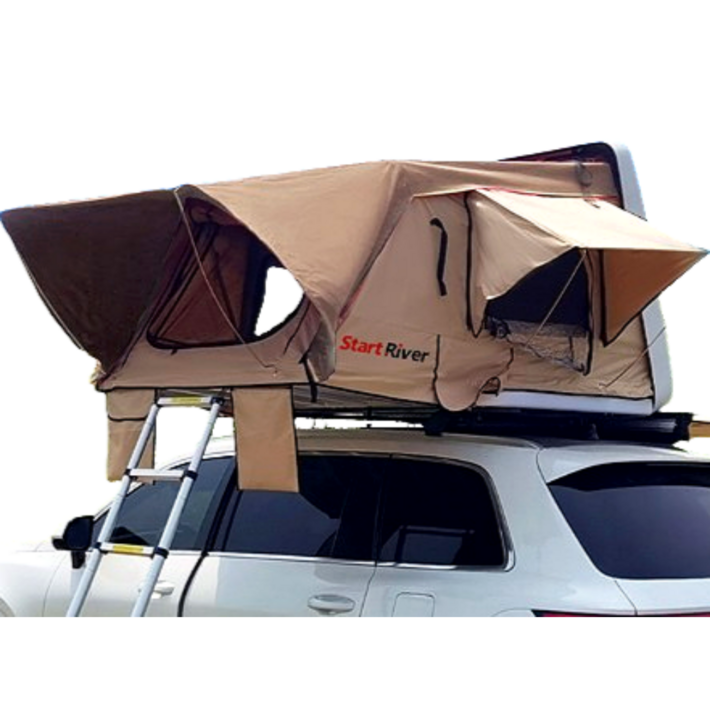 캠핑의달인 5인 확장형 루프탑텐트 차량용 지붕 대형 텐트 자동차 카니발 소렌토 캠핑 차박, 그린화이트캡