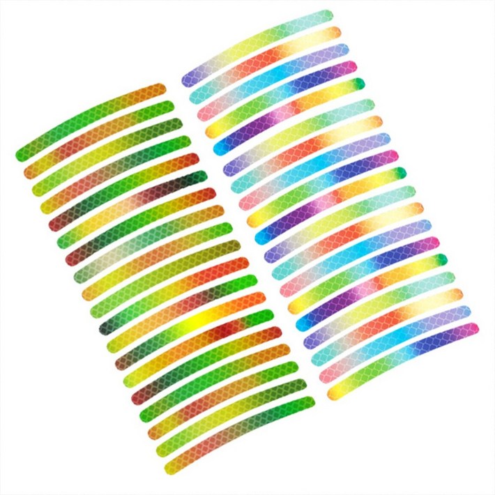 빛공 자전거 휠 타이어 야간 반사 경고 스티커, 레인보우 그린, 20개