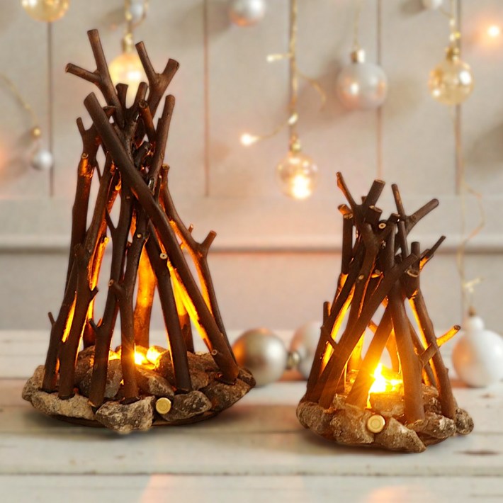 쿠치모 장작 램프 인테리어 소형 무드등 테이블 조명 ASMR 크리스마스 겨울 불멍 모닥불