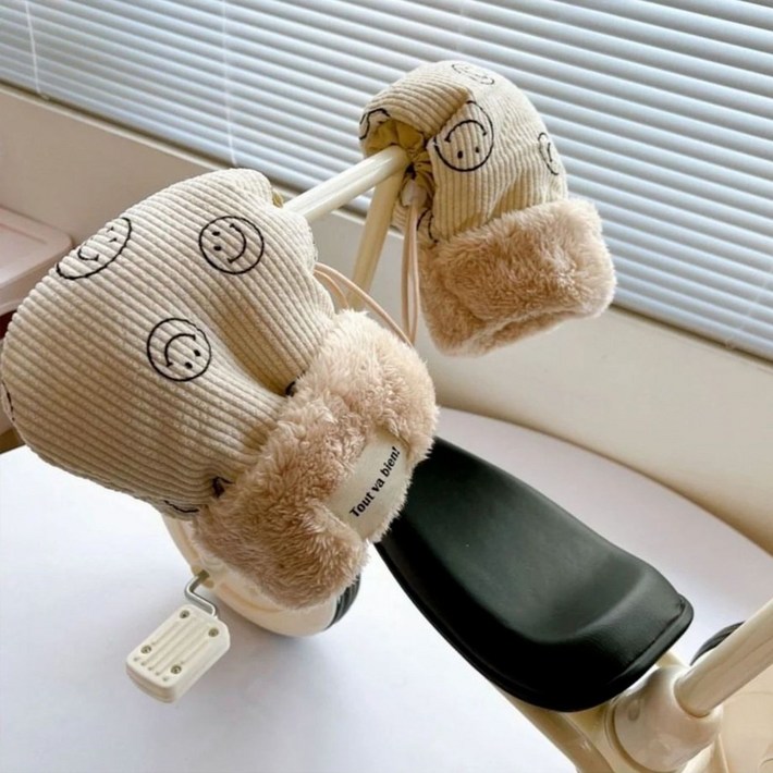 홈프로 자전거 킥보드 핸드워머 방한장갑 핸들바 핸드머프 방한커버 토시, 1세트, 아이보리