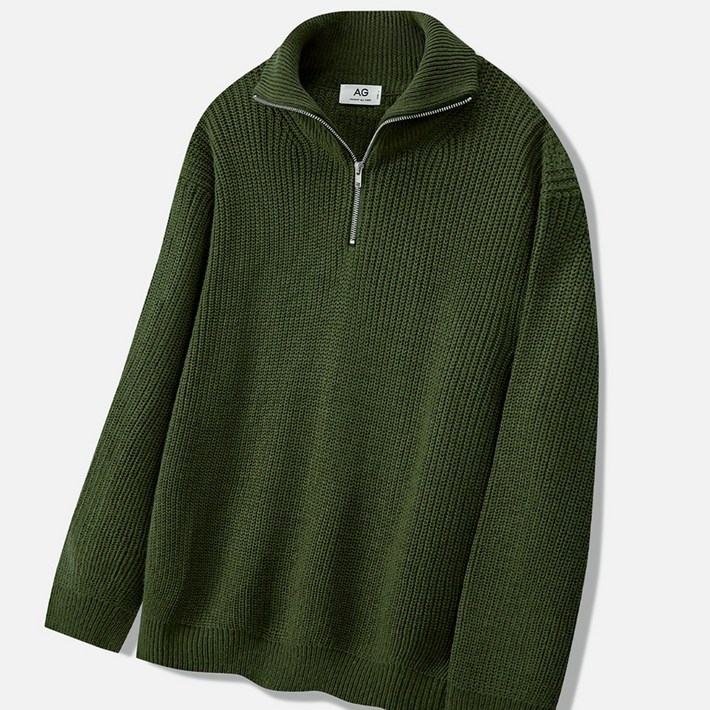 누적판매 20만장 에이지오디 하프 집업 카라넥 하찌 니트 반집업 반폴라 꽈배기 라운드 데일리 오버핏 남녀공용