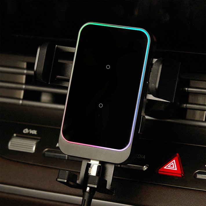 메이튼 차량용 15W 듀얼코일 FOD센서 고속 무선충전 거치대  C타입 케이블 세트 MT7705, 블랙, MT77055