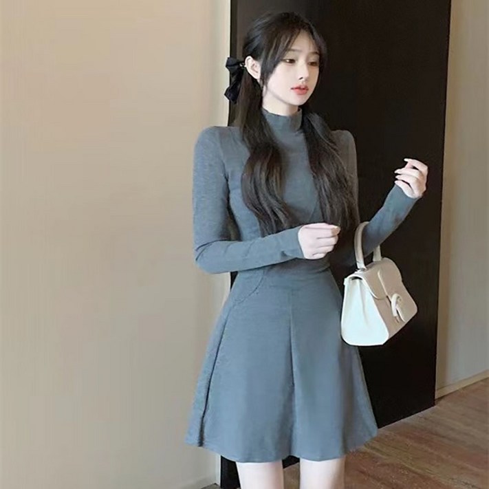 피어니스트 반폴라 플리츠 미니 원피스