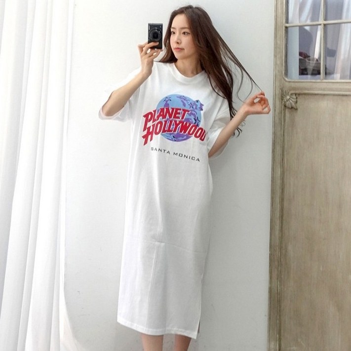 이힝 로켓할리우드 프린팅 홈웨어 파자마 롱원피스