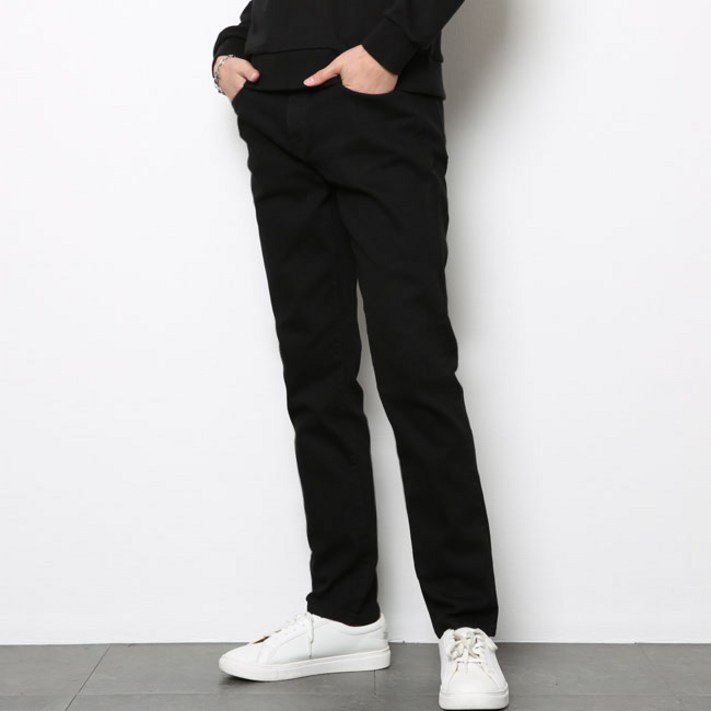 남성용 빅사이즈 S4XL 사계절 포켓 절개라인 슬림 스판 블랙진