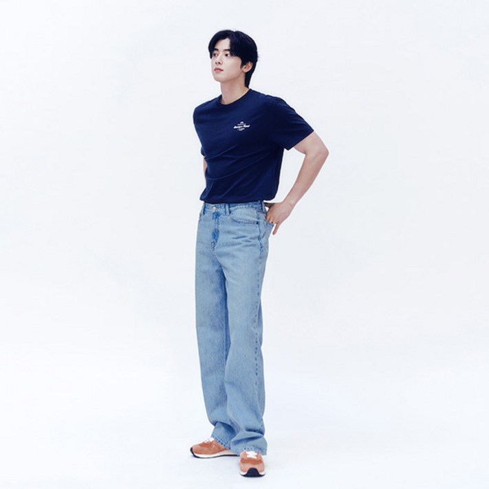 지오다노 114544 남성 언브러시드 데님 와이드 청바지 기모X 01114544
