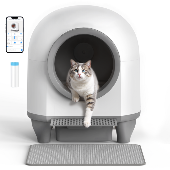 호몰 Homall 고양이 자동화장실 대형 스마트 저소음 대용량, 1개, 그레이
