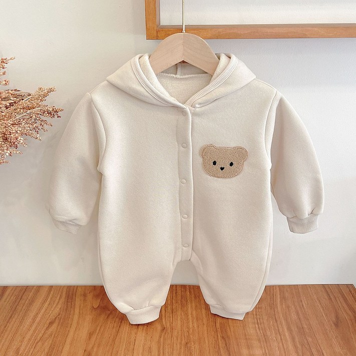베어프렌즈 유아 점프슈트 아기우주복 돌아기선물 한벌옷 후드 곰돌이