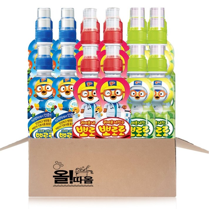 올따옴 어린이음료 뽀로로 3종기획세트 P1호 밀크6개딸기6개샤인머스캣6개, 235ml, 1개