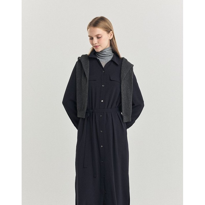 백화점제품 헤지스 레이디스 봄 트렌치 헤지스레이디스 24FW 네이비 스트랩 셔츠형원피스 HSDR4D804N3