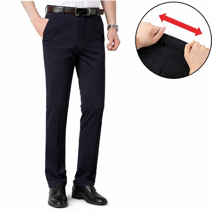 차쿠 남성 정장 바지 고탄력 스판 바지 기지 바지 슬랙스 허리밴딩 직장인바지 중년 빅사이즈 하계 춘계 동계 4계절