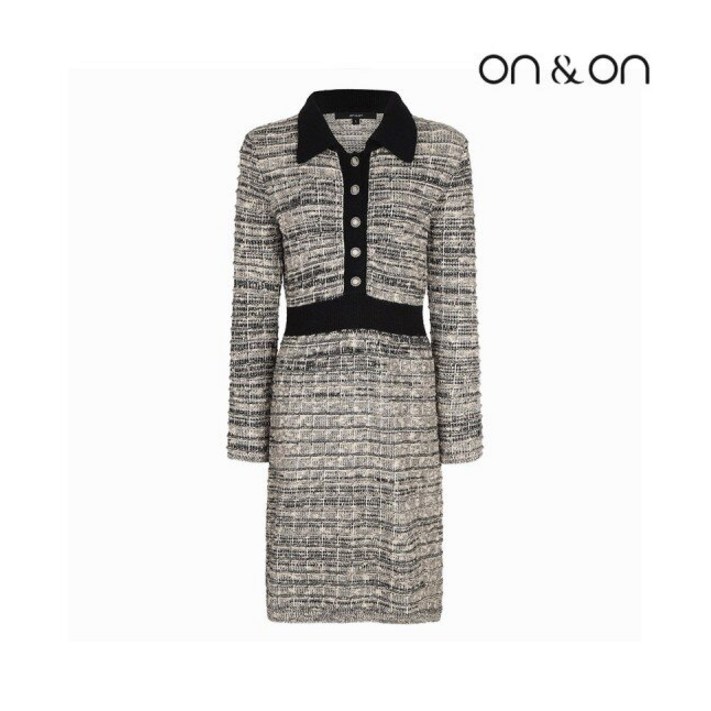 온앤온 온앤온 배색 카라 니트 원피스JK2SO242 421020