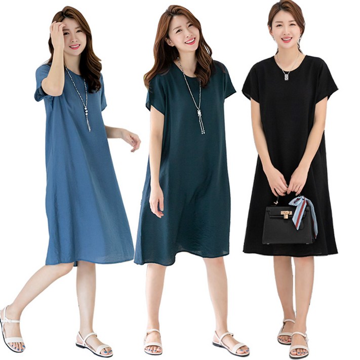 시원한인견 라운드반팔 원피스 6color FREE빅사이즈