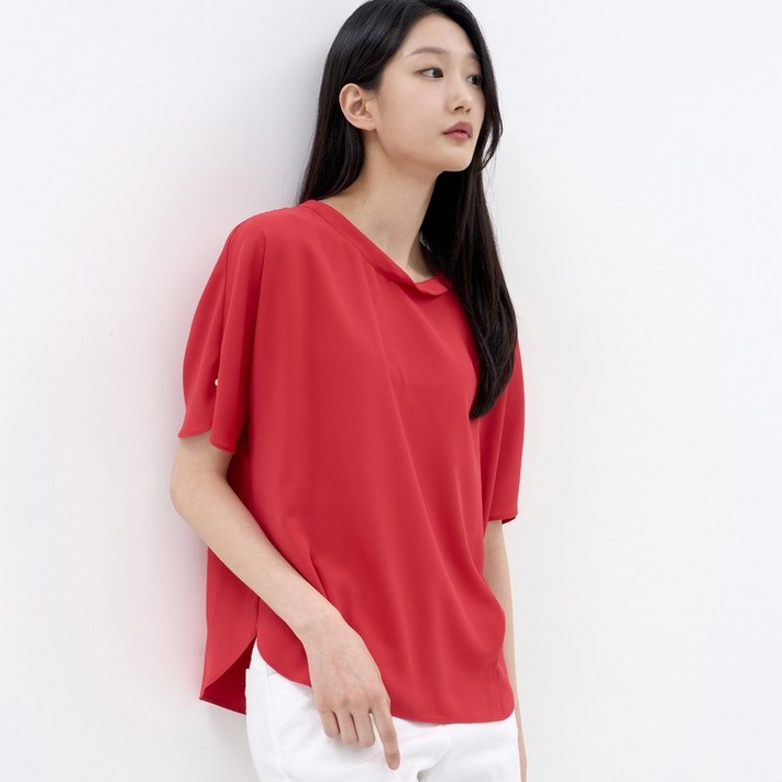 지센 솔리드 반팔 블라우스 LFWSN403 PK 지센 솔리드 반팔 블라우스 LFWSN403 PK