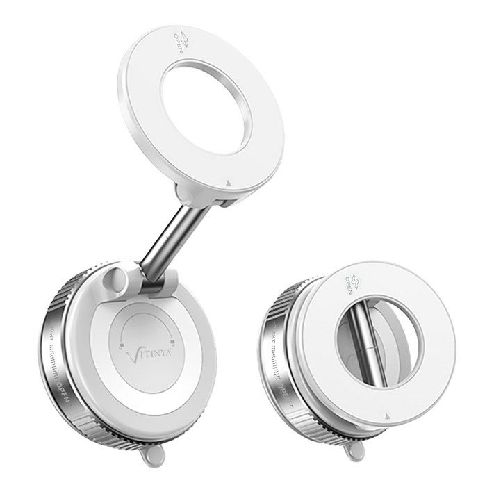 비티냐 360도 회전 접이식 진공 흡착 맥세이프 핸드폰 거치대 다이얼형, 1세트, 매트화이트