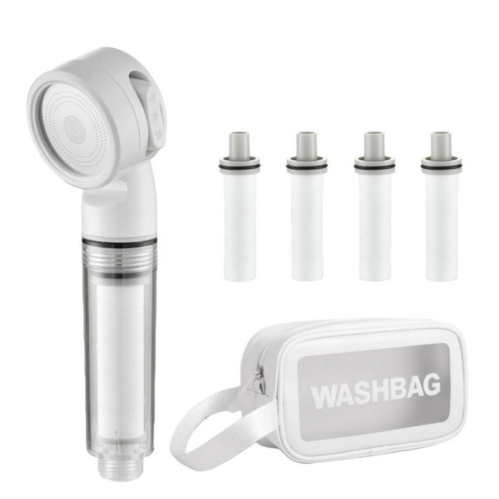 여행 겸용 수압상승 3단조절 필터 샤워기 헤드  필터 5P 포함  워시백 파우치 무료증정  고무 오링 포함