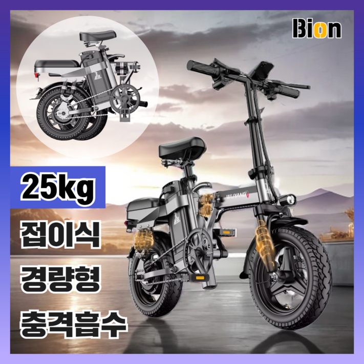 바이온 접이식 전기자전거 전동 배달 출퇴근 자전거 바이크 미니벨로 가성비, 고급형 20A80km, 경량스틸