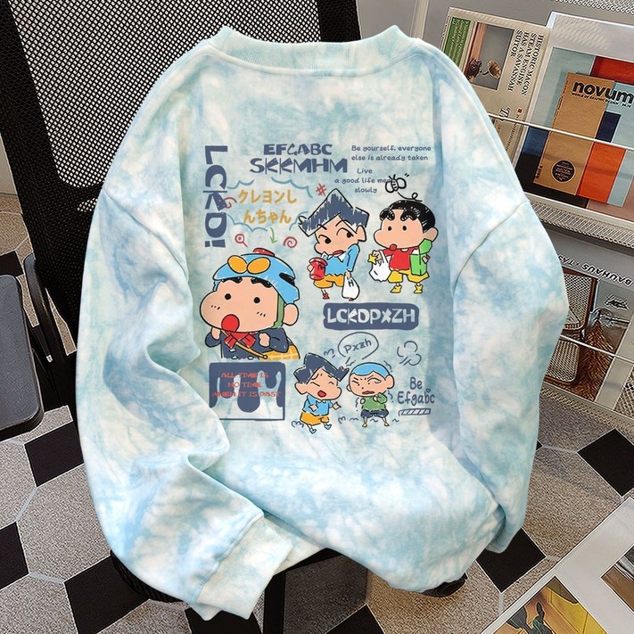 남성 여성 가을 겨울 옷 짱구 루즈핏 캐릭터 프린트 커플 면티 맨투맨 긴팔 티셔츠