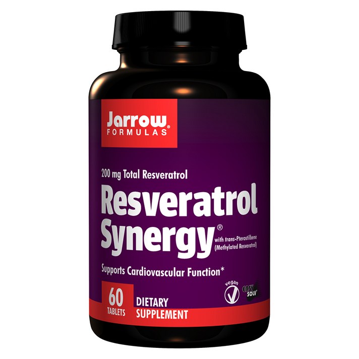 재로우 레스베라트놀 시너지 200mg 타블렛 글루텐 프리 비건, 60개입, 1개