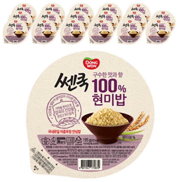 쎈쿡 100% 현미밥, 195g, 18개