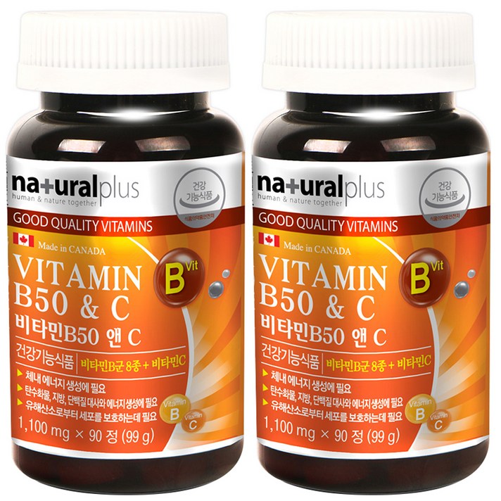 내츄럴플러스 비타민B50 앤 C 90정, 2개입