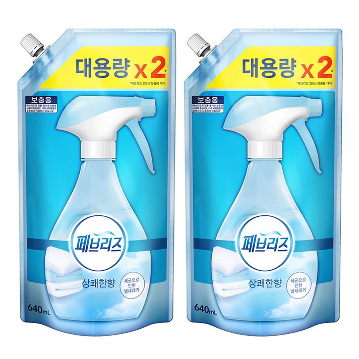 페브리즈 섬유탈취제 상쾌한향 리필, 640ml, 2개